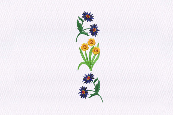 Blue Yellow Floral Embroidery Design Review