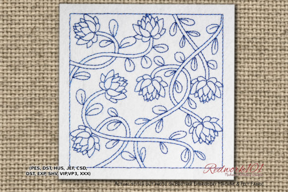 Lotus Flower Branch Lineart Design