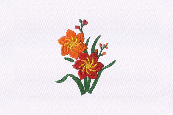 Orange Red Florals: A Warm, Versatile Embroidery Design for Meaningful Gifts