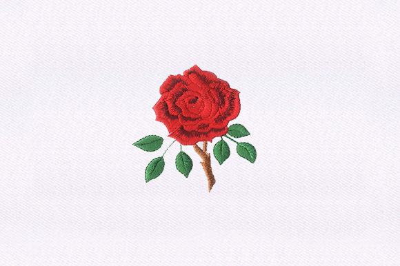Thorny Red Rose Embroidery Design